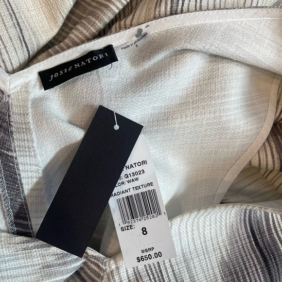 Josie Natori Radiant Texture Stretch Fit In Warm White Grey Designer Luxury - Picture 6 of 8